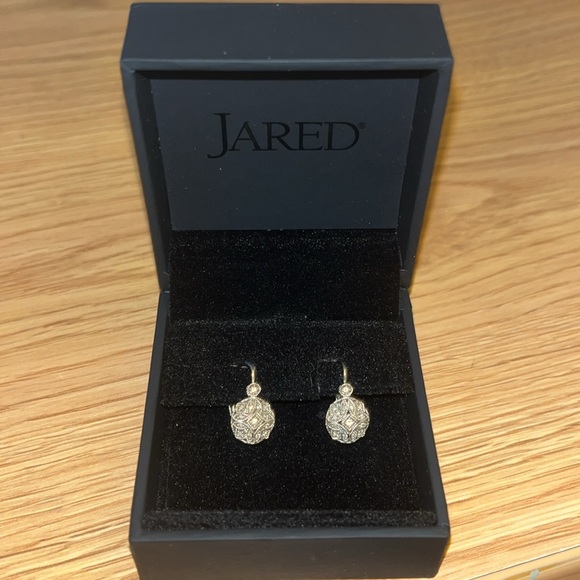 14kt White Gold Diamond Openwork Drop Earrings - Picture 7 of 7